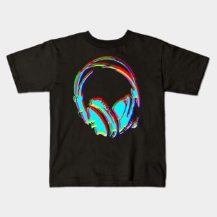 Neon Headphones Kids T-Shirt